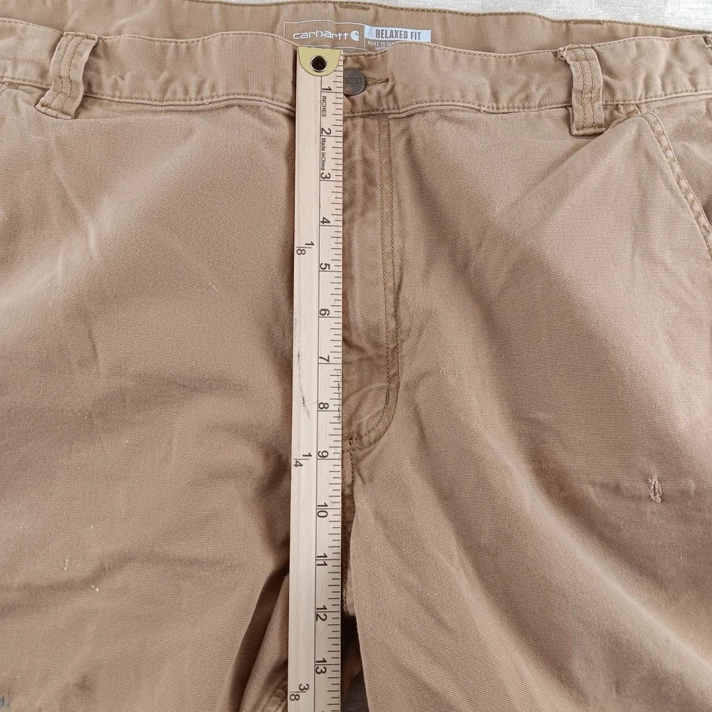 Carhartt Relaxed Fit Mens Tan‎ Canvas Utility Work Shorts 42x11 Rugged Flex
